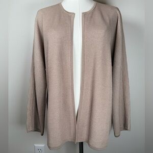 Eileen Fisher Silk Organic Cotton Open Front Cardigan Sweater Womens Size Large